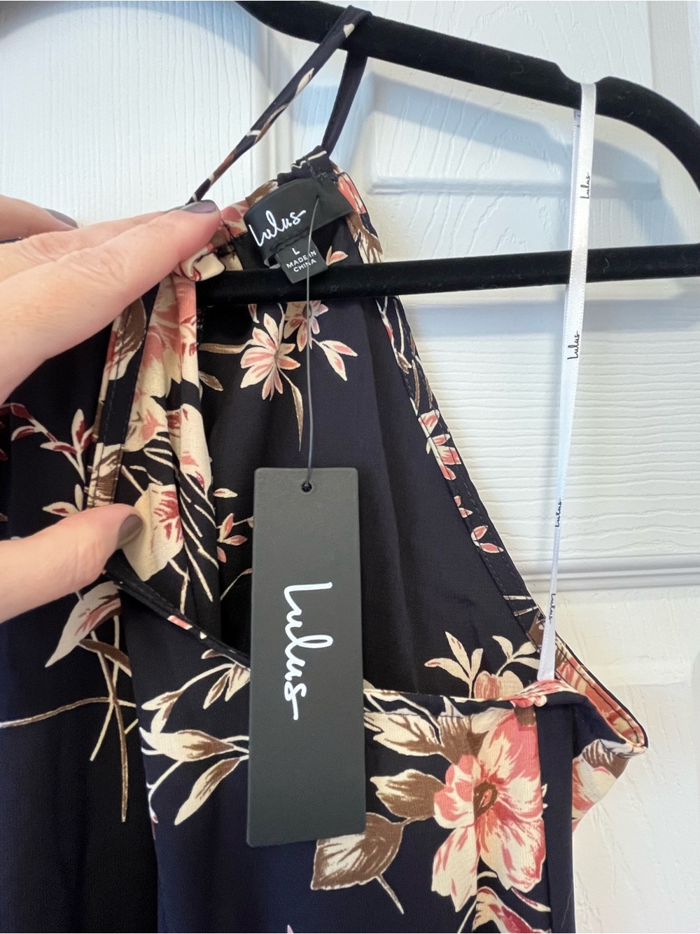 Lulu's Black Maxi Dress with Pink Floral Print - Picture 4 of 4